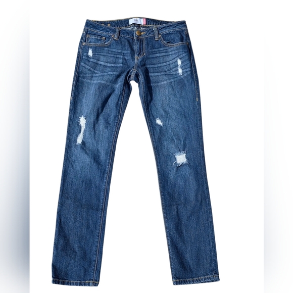 Cabi Blue Distressed Slim Boyfriend Jeans - Picture 2 of 4